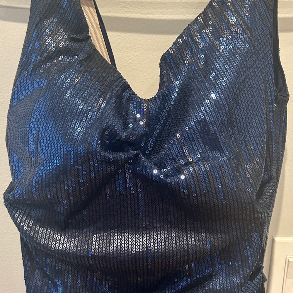 Beautiful, navy blue sequin gown
